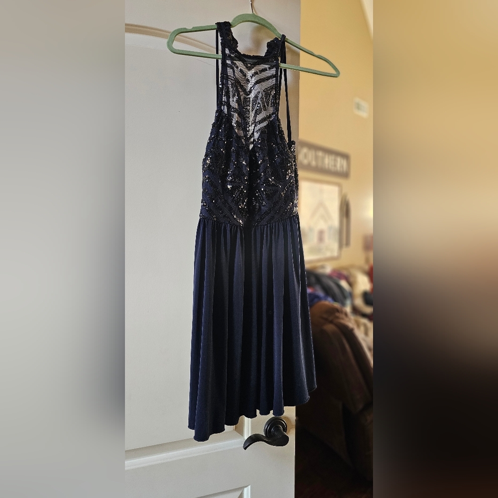 Elegant Navy Lace Dress
